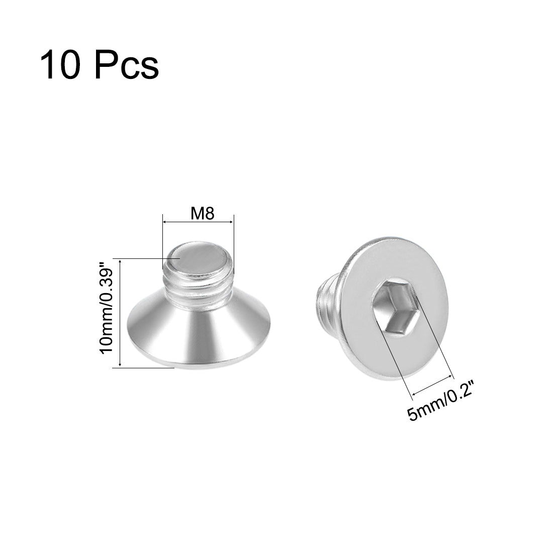 uxcell Uxcell Flat Machine Screws Inner Hex Screw 304 Stainless Steel Fasteners Bolt