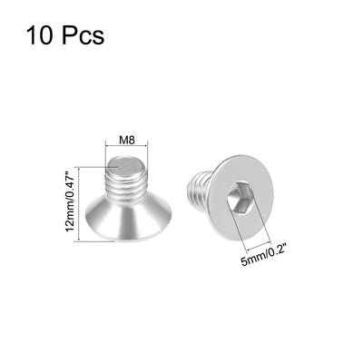 Harfington Uxcell Flat Machine Screws Inner Hex Screw 304 Stainless Steel Fasteners Bolt
