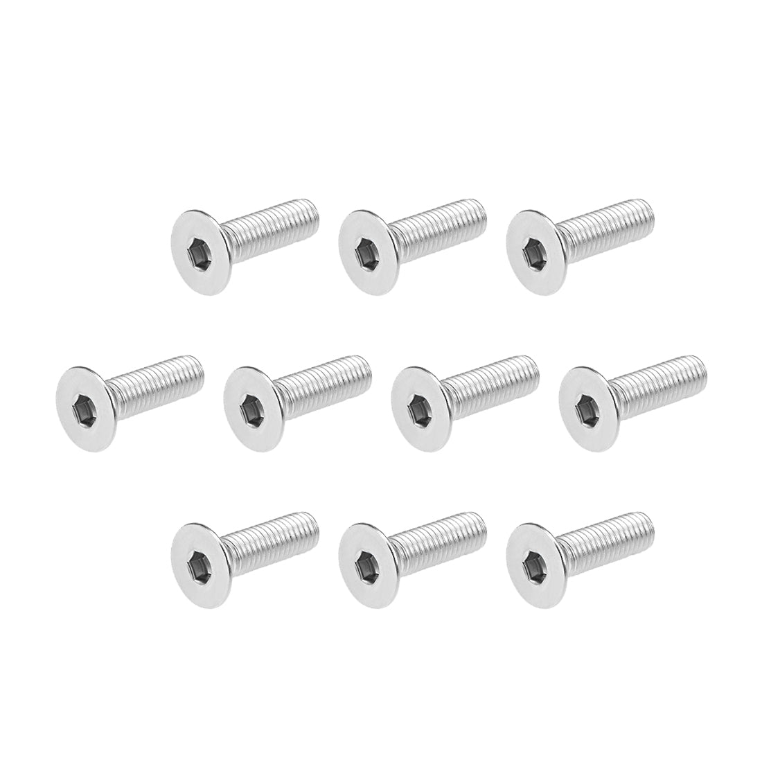 uxcell Uxcell M8x25mm Flat Head Machine Screws Inner Hex Screw 304 Stainless Steel Fasteners Bolts 10Pcs