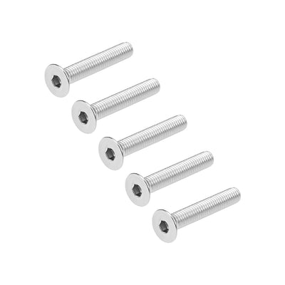 Harfington Uxcell Flat Head Screws Inner Hex Screw 304 Stainless Steel Fasteners Bolts 5pcs