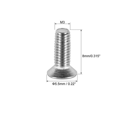 Harfington Uxcell Flat Head Machine Screws Inner Phillips Screw 304 Steel Fasteners Bolts 50pcs