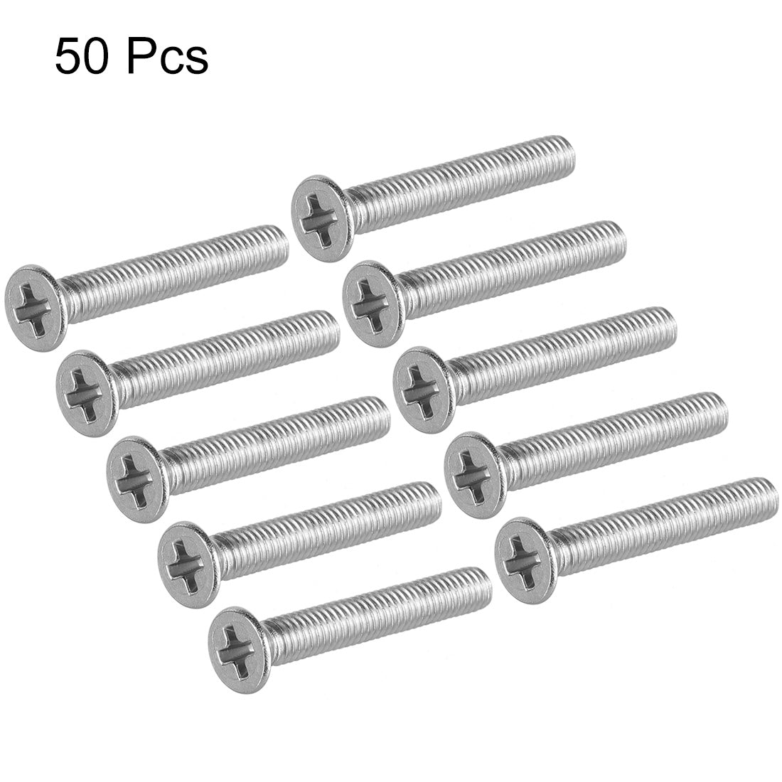uxcell Uxcell Flat Head Machine Screws Inner Phillips Screw 304 Steel Fasteners Bolts 50pcs