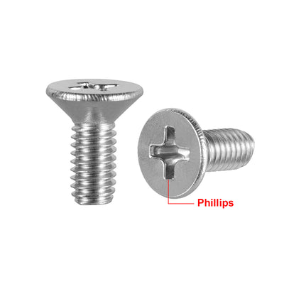 Harfington Uxcell Flat Head Machine Screws Inner Phillips Screw 304 Steel Fasteners Bolts 50pcs