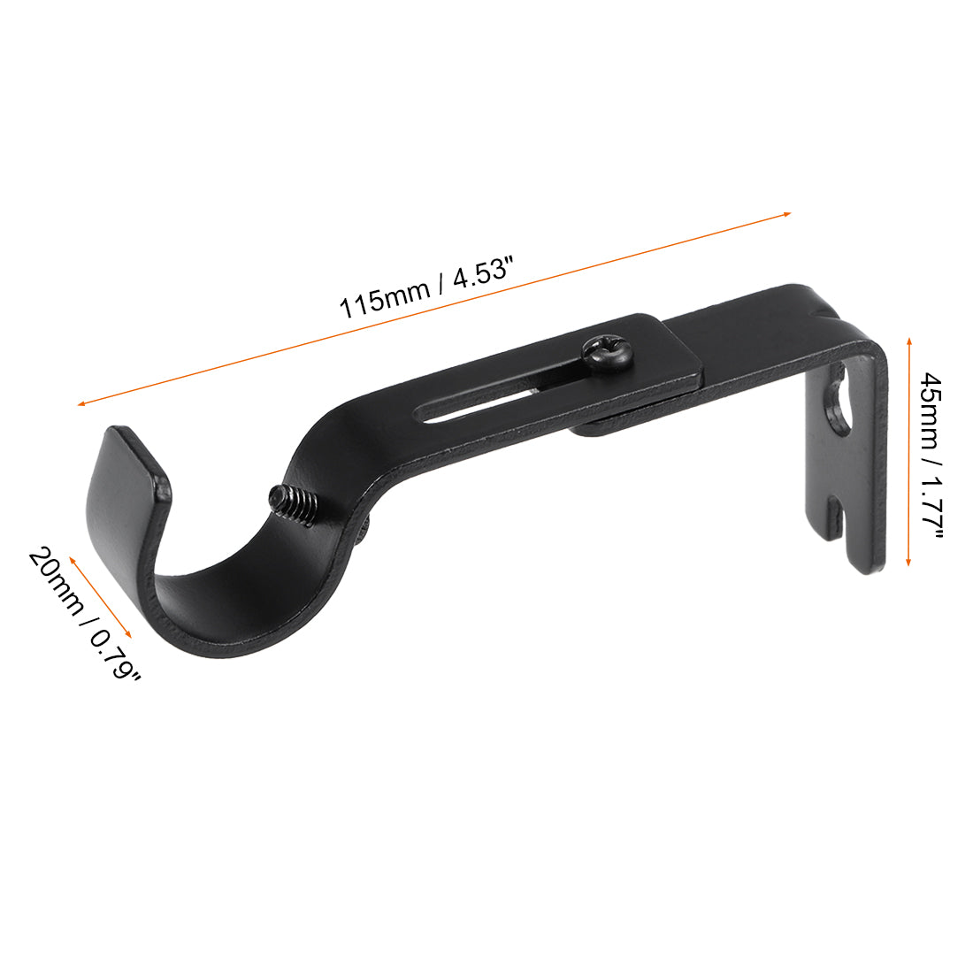 uxcell Uxcell Curtain Rod Bracket Iron Single Holder Support for 26mm Drapery Rod, 90 x 45 x 20mm Black