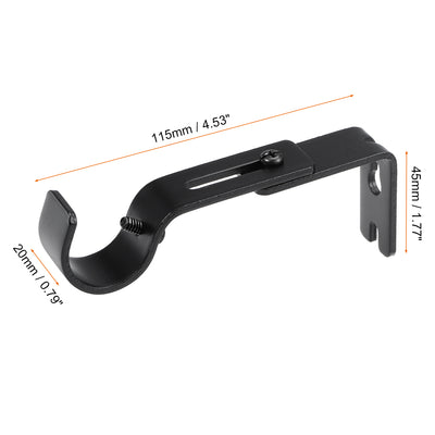 Harfington Uxcell Curtain Rod Bracket Iron Single Holder Support for 26mm Drapery Rod, 90 x 45 x 20mm Black