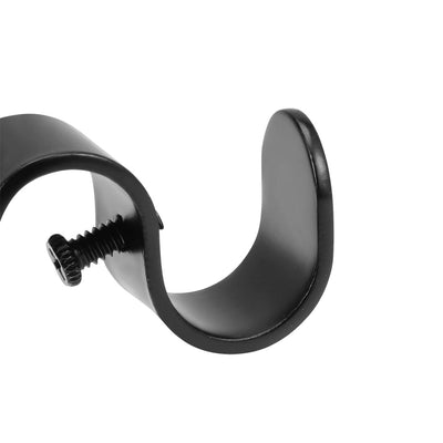 Harfington Uxcell Curtain Rod Bracket Iron Double Holder Support for 20mm Drapery Rod, 125 x 70 x 21mm Black 2Pcs
