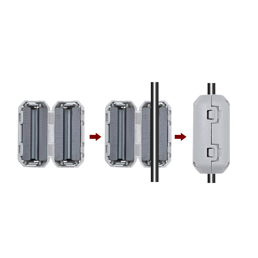 Harfington Ferrite Cores Ring Clip-On RFI EMI Noise Filter Clip