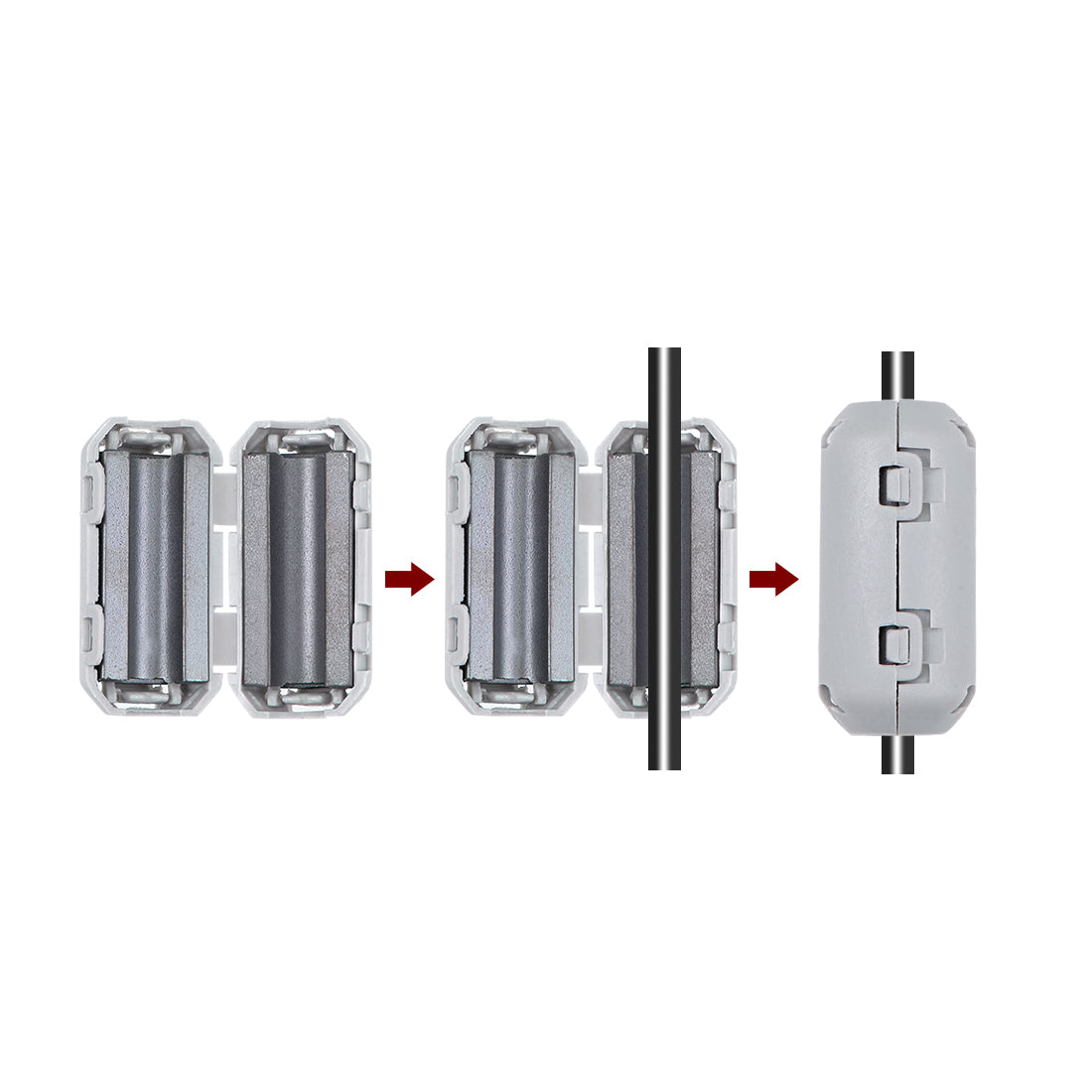 Harfington Ferrite Cores Ring Clip-On RFI EMI Noise Filter Clip