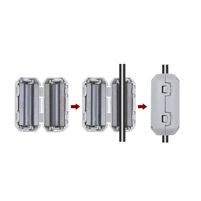 Harfington Ferrite Cores Ring Clip-On RFI EMI Noise Filter Clip