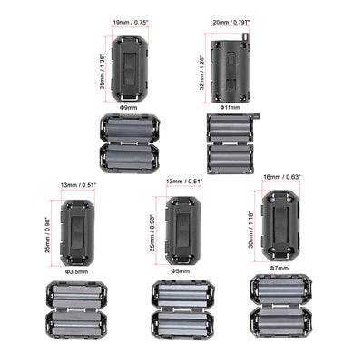 Harfington Ferrite Cores Ring Clip-On RFI EMI Noise Suppression Filter Cable Clip Set