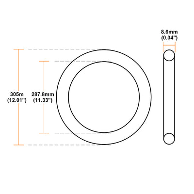 Harfington Uxcell O-Rings Nitrile Rubber 287.8mm Inner Diameter 305mm OD 8.6mm Width Round Seal Gasket