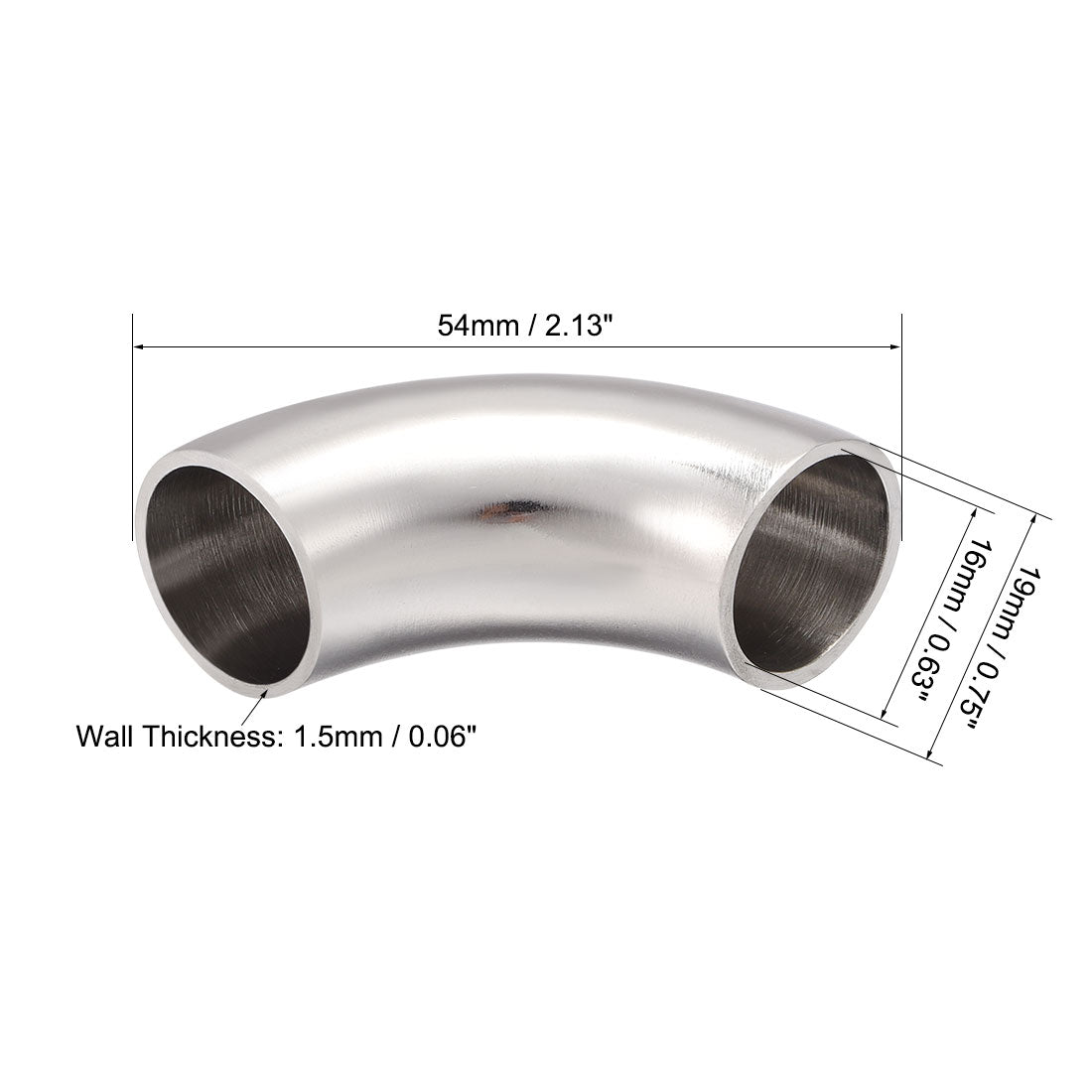uxcell Uxcell Stainless Steel 304 Vacuum Fitting Elbow 90 Degree Polished 0.75 Inch Tube OD