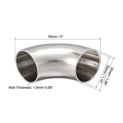 Harfington Uxcell Stainless Steel 304 Vacuum Fitting Elbow 90 Degree Polished 1.26 Inch Tube OD