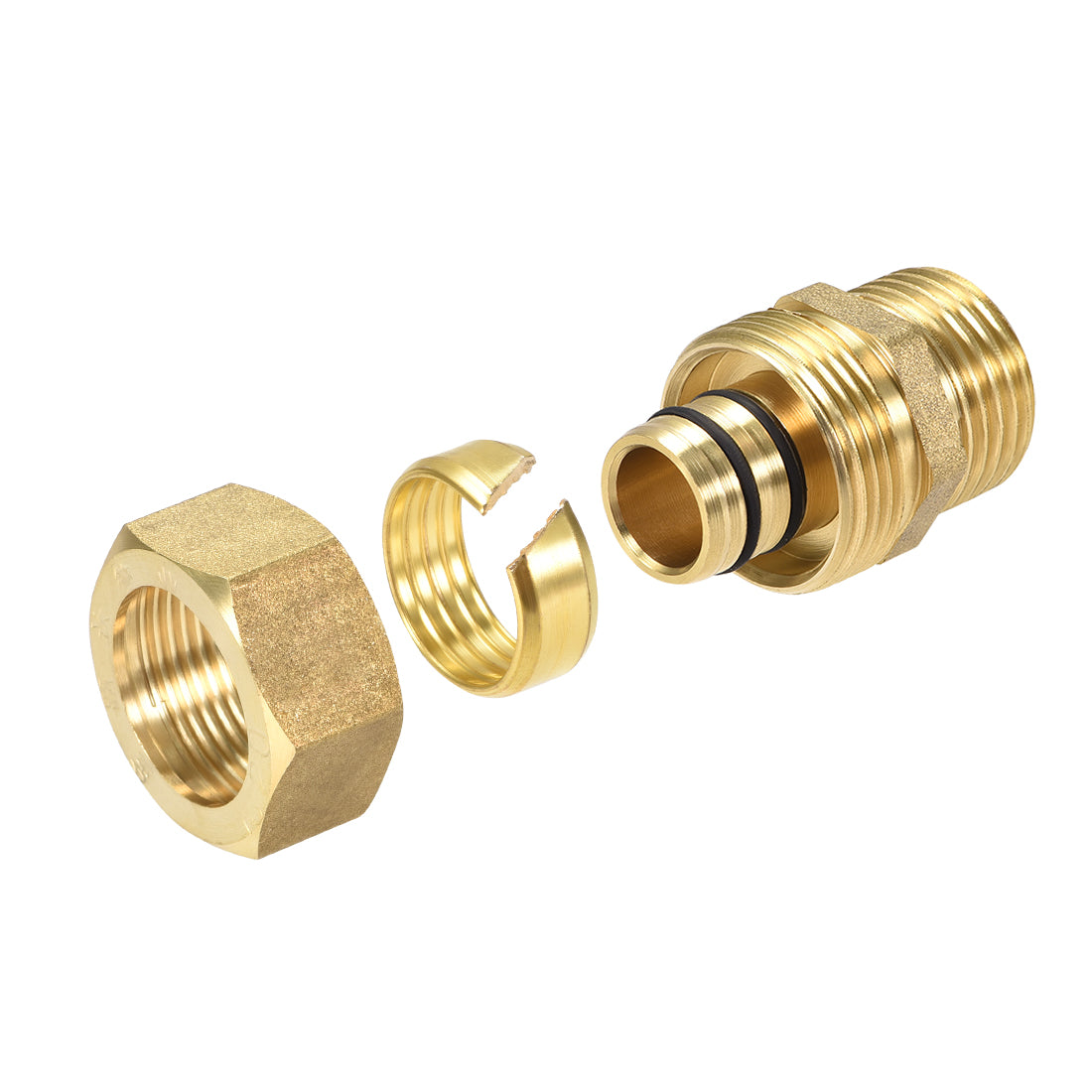 uxcell Uxcell Brass Compression Tube Fitting Connector Adapter 20mm Tube OD x 1/2 G Male Gold Tone 3pcs