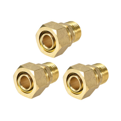 uxcell Uxcell Brass Compression Tube Fitting Connector Adapter 20mm Tube OD x 1/2 G Male Gold Tone 3pcs