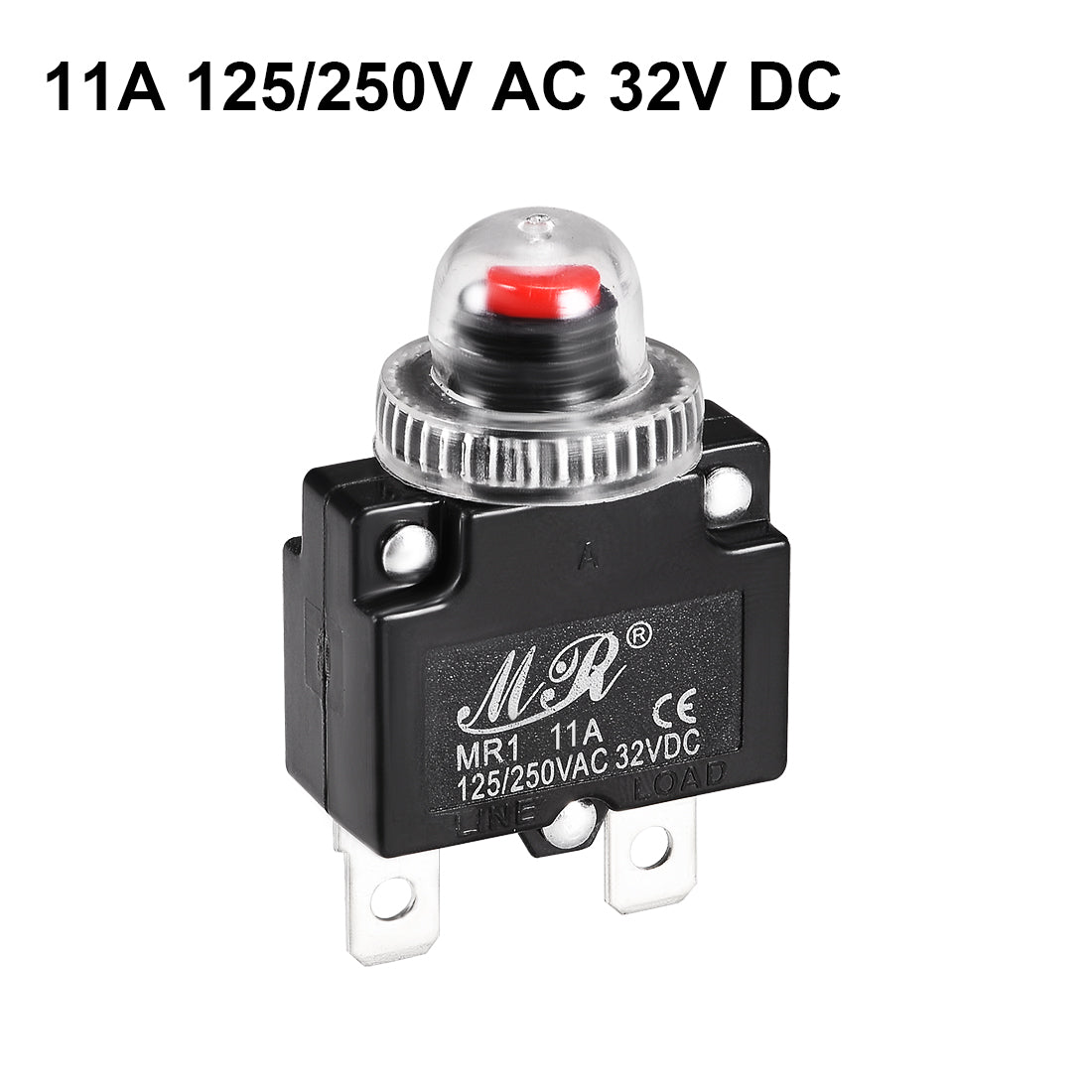 uxcell Uxcell Thermal Circuit Breakers 11A 125/250V AC 32V DC Push Button Reset Overload Protector Switch with Waterproof Cap 2 Pcs