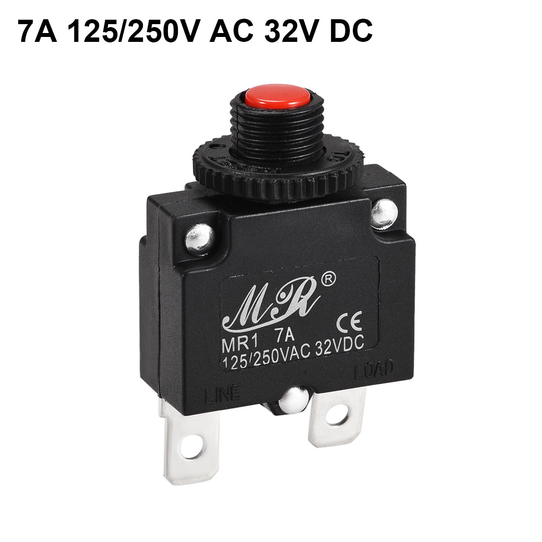 uxcell Uxcell Thermal Circuit Breakers 7A 125/250V AC 32V DC Push Button Manual Reset Overload Protector Switch 2 Pcs