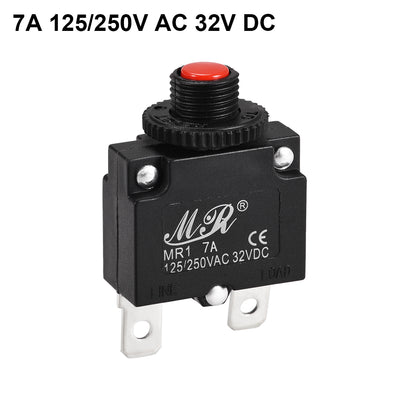 Harfington Uxcell Thermal Circuit Breakers 7A 125/250V AC 32V DC Push Button Manual Reset Overload Protector Switch 2 Pcs