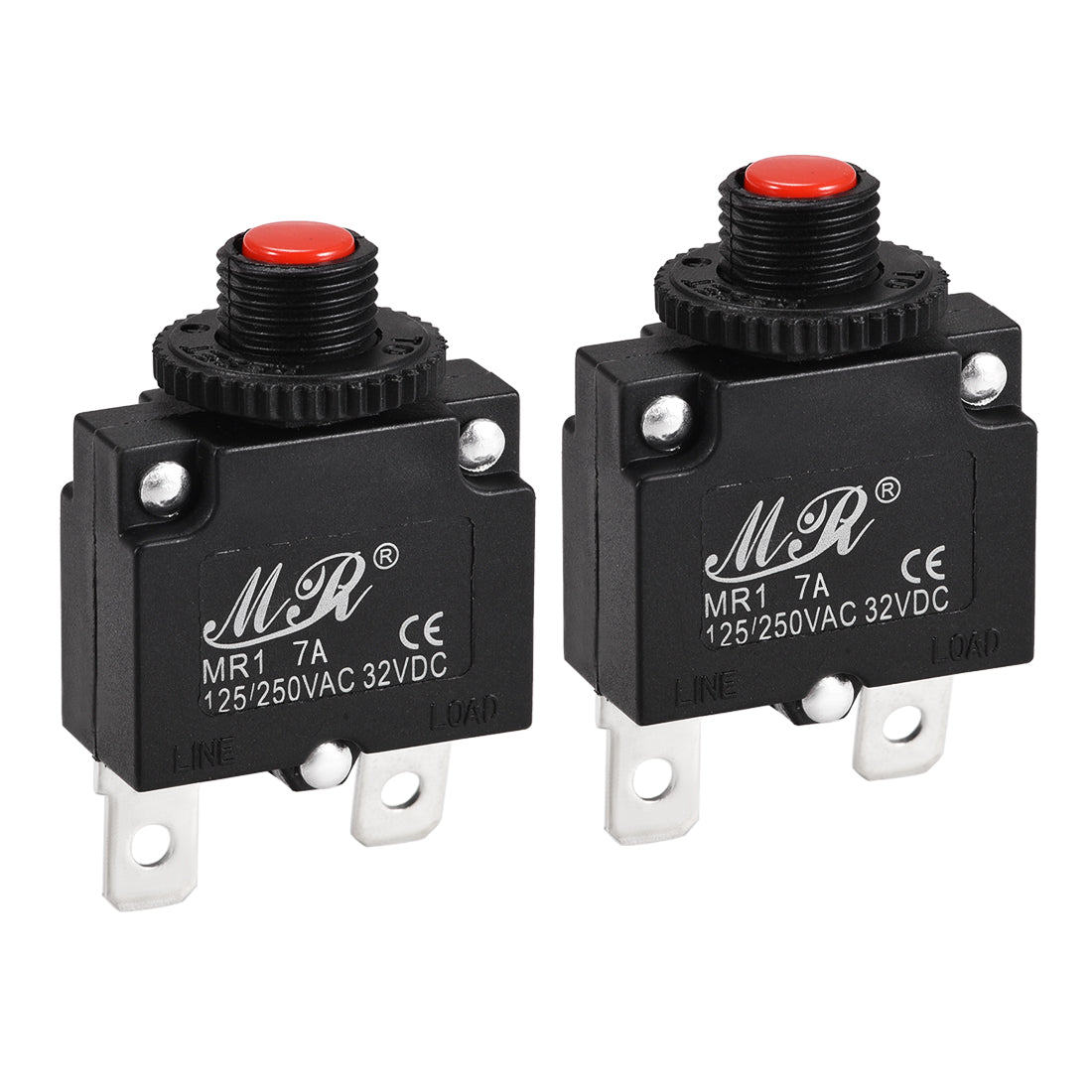 uxcell Uxcell Thermal Circuit Breakers 7A 125/250V AC 32V DC Push Button Manual Reset Overload Protector Switch 2 Pcs