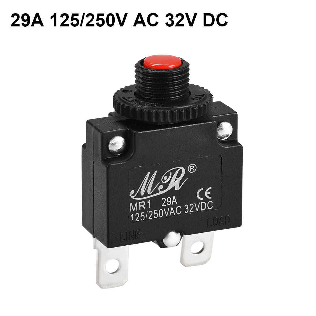 uxcell Uxcell Thermal Circuit Breakers 29A 125/250V AC 32V DC Push Button Manual Reset Overload Protector Switch 2 Pcs