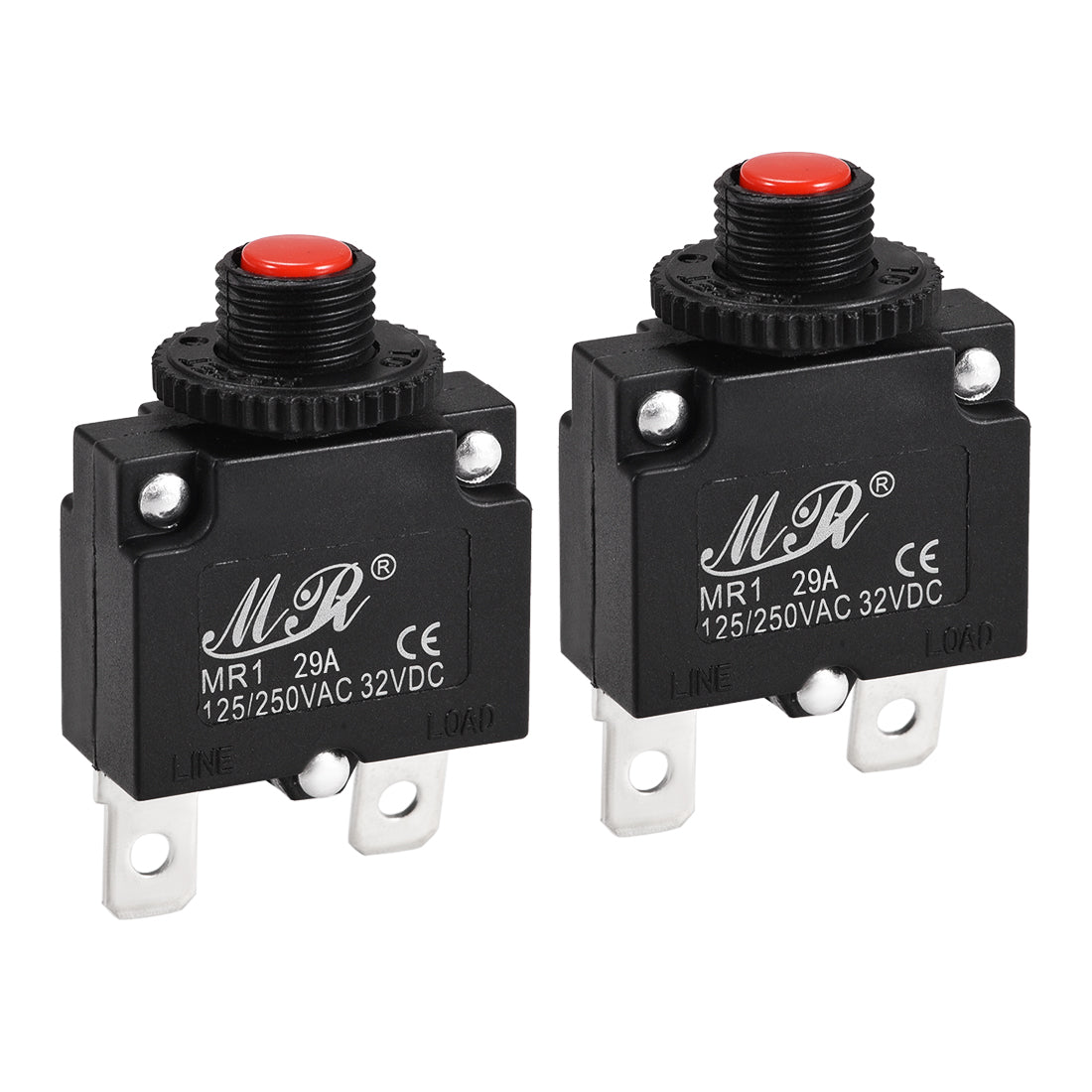 uxcell Uxcell Thermal Circuit Breakers 29A 125/250V AC 32V DC Push Button Manual Reset Overload Protector Switch 2 Pcs