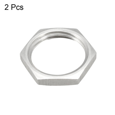 Harfington Uxcell Pipe Fitting Hex Locknut SUS304 Stainless Steel G1/2 Inch Female Threaded, 2 Pcs