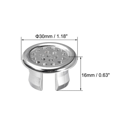 Harfington Sink Overflow Covers Bathroom Kitchen Basin Trim Mesh Hole Caps Insert Spares Silver Tone 6 Pcs