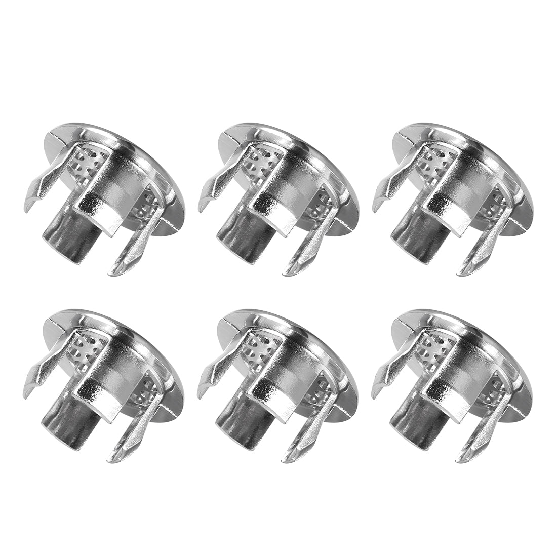 Harfington Sink Overflow Covers Bathroom Kitchen Basin Trim Mesh Hole Caps Insert Spares Silver Tone 6 Pcs