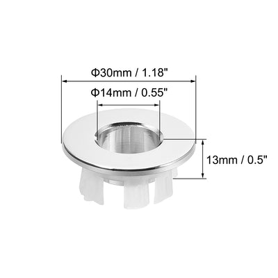 Harfington Uxcell Sink Overflow Covers Kitchen Basin Trim Round Hole Caps Insert Spares Silver Tone 3 Pcs