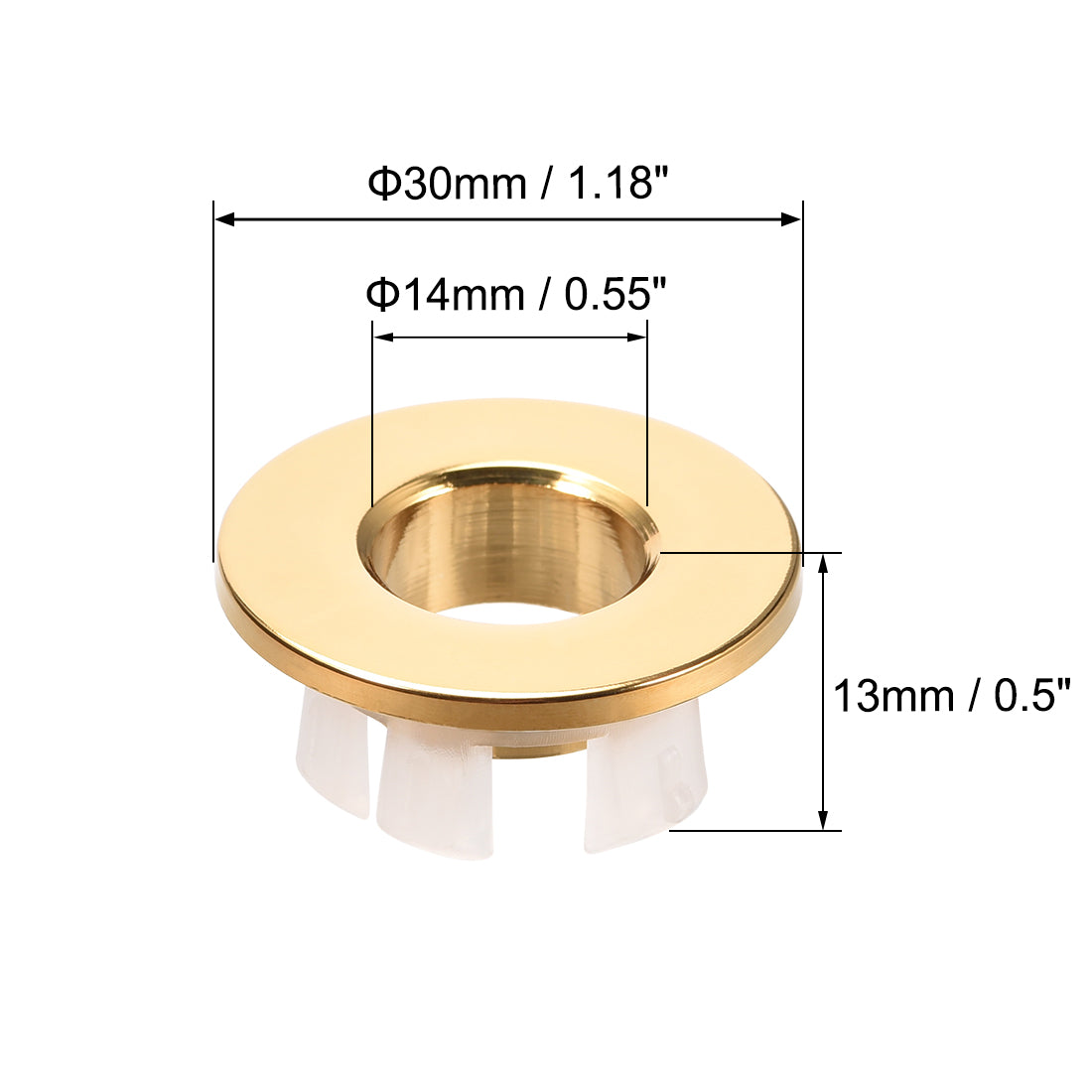 Harfington Sink Overflow Covers Kitchen Basin Trim Round Hole Caps Insert Spares Gold Tone 2 Pcs
