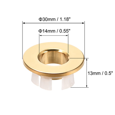 Harfington Sink Overflow Covers Kitchen Basin Trim Round Hole Caps Insert Spares Gold Tone 2 Pcs