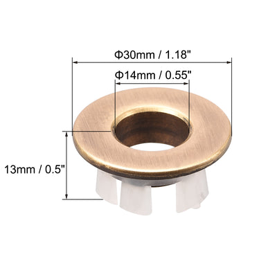 Harfington Uxcell Sink Overflow Covers Kitchen Basin Trim Round Hole Caps Insert Spares Bronze Tone 2 Pcs
