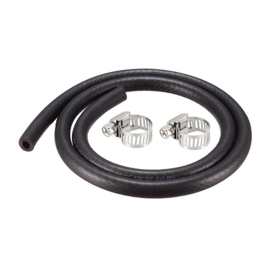 Harfington Fuel Line Fuel Hose Rubber  6mm I.D.  0.9M/2.95FT  Diesel Petrol Hose Engine Pipe Tubing with 2 Clamps