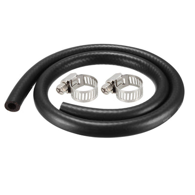 Harfington Fuel Line Fuel Hose Rubber  10mm I.D.  0.9M/2.95FT  Diesel Petrol Hose Engine Pipe Tubing with 2 Clamps