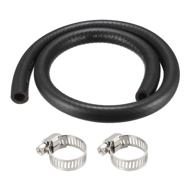 uxcell Uxcell Fuel Line Fuel Hose Rubber  12mm I.D.  0.9M/2.95FT  Diesel Petrol Hose Engine Pipe Tubing with 2 Clamps