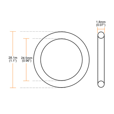Harfington Uxcell O-Rings Nitrile Rubber 24.5mm x 28.1mm x 1.8mm Round Seal Gasket 5Pcs