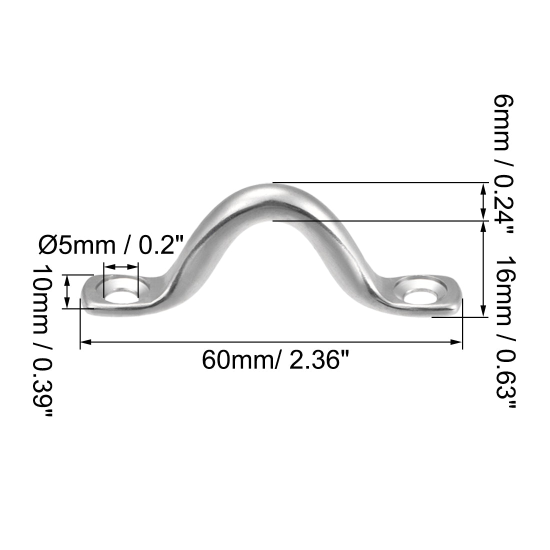 uxcell Uxcell Pad Eye Straps Deck Loops 2.4" Stainless Steel Tie Down Buckle 6Pcs