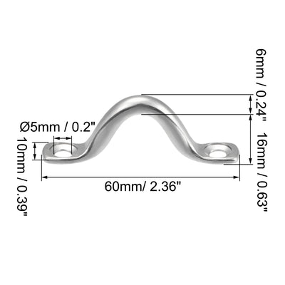 Harfington Uxcell Pad Eye Straps Deck Loops 2.4" Stainless Steel Tie Down Buckle 6Pcs
