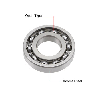 Harfington Uxcell R10 Deep Groove Ball Bearing 5/8"x1-3/8"x9/32" Open Type Chrome Bearings