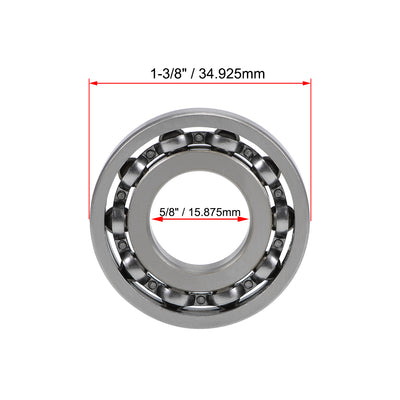 Harfington Uxcell R10 Deep Groove Ball Bearing 5/8"x1-3/8"x9/32" Open Type Chrome Bearings