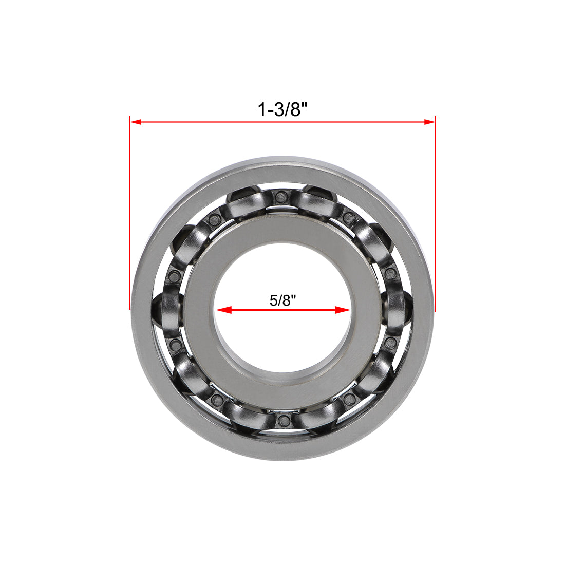 uxcell Uxcell R10 Deep Groove Ball Bearing 5/8"x1-3/8"x9/32" Open Type Chrome Bearings 2pcs