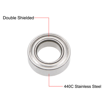 Harfington Uxcell SMR95ZZ Stainless Steel Ball Bearing 5x9x3mm Shielded MR95ZZ Bearings 5pcs