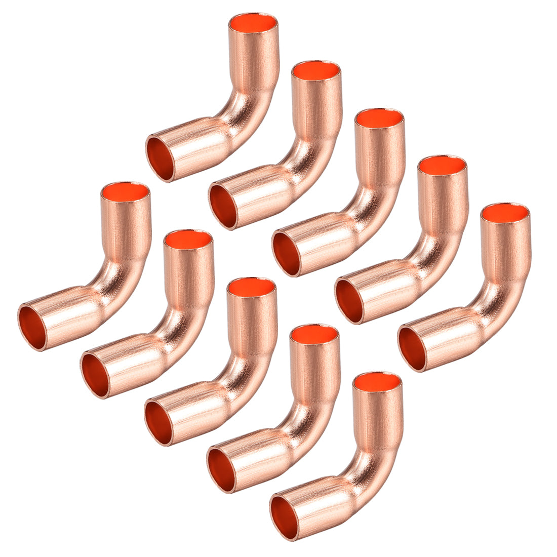 uxcell Uxcell 1/4-inch(6.35mm) ID 90 Degree Copper Elbow Pipe Fitting Conector  10pcs