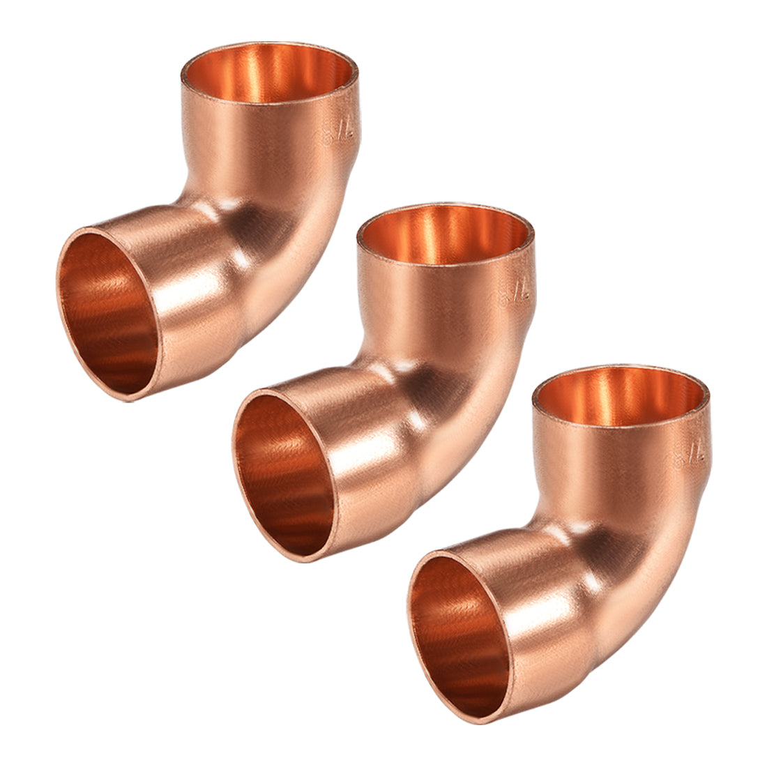 uxcell Uxcell 7/8-inch(22.2mm) ID 1mm Thick 90 Degree Copper Elbow Pipe Fitting 3pcs