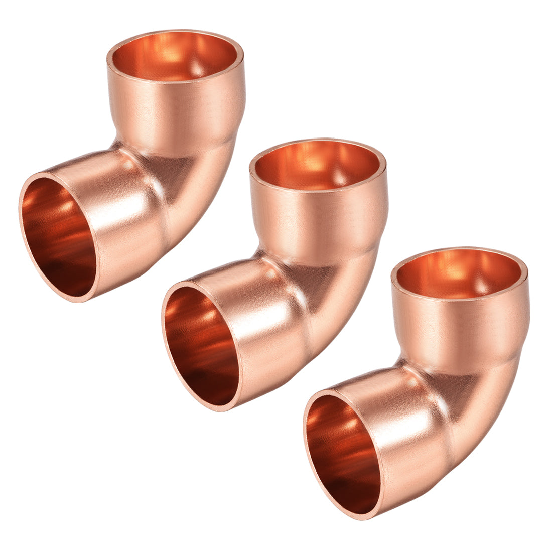 uxcell Uxcell 1-inch(25.4mm) ID 90 Degree Copper Elbow Fitting 1.5mm Thickness 3pcs