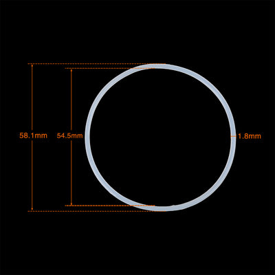 Harfington Silicone O-Rings, 54.5mm OD 50.9mm ID 1.8mm Width VMQ Seal Gasket for Compressor Valves Pipe Repair, White, Pack of 10