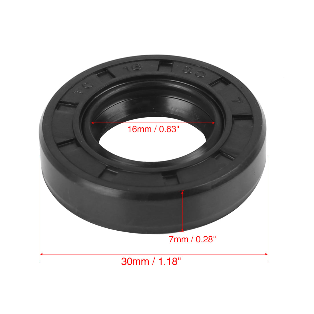 Harfington 16mm x 30mm x 7mm Rubber Double Lip TC Oil Shaft Seal