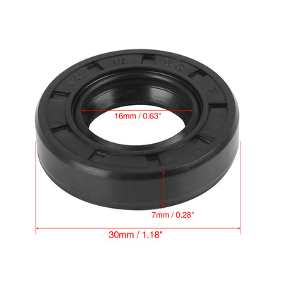 Harfington 16mm x 30mm x 7mm Rubber Double Lip TC Oil Shaft Seal