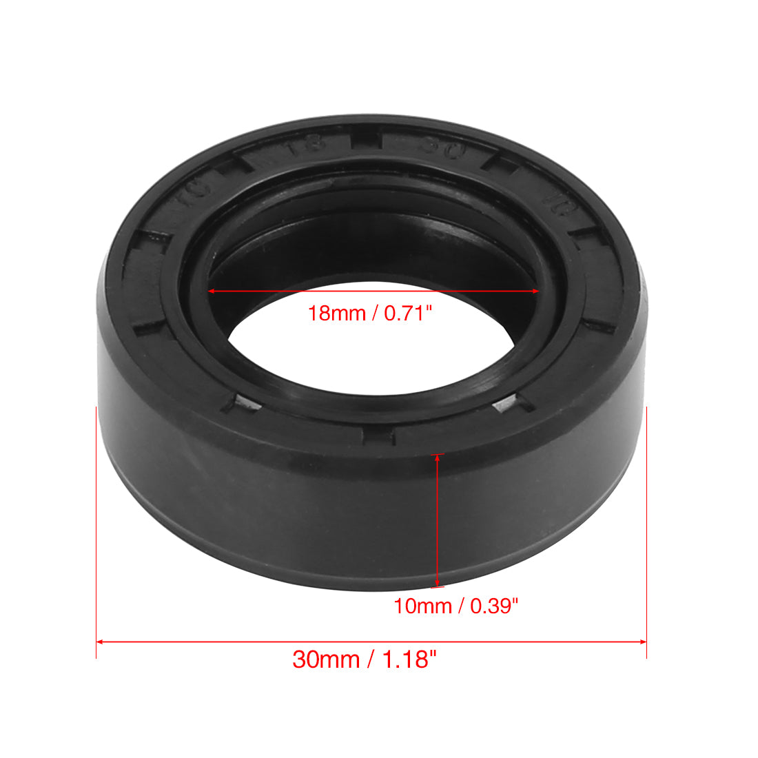 Harfington 18mm x 30mm x 10mm Rubber Double Lip TC Type Oil Shaft Seal