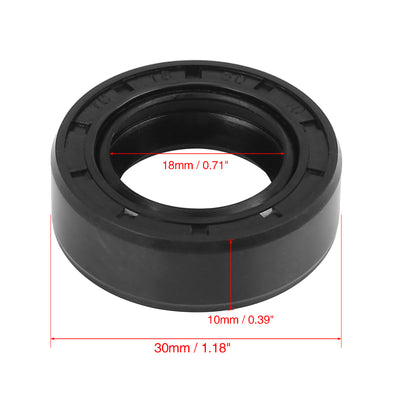 Harfington 18mm x 30mm x 10mm Rubber Double Lip TC Type Oil Shaft Seal